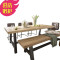 豪泰美式乡村北欧风长条复古铁艺实木餐桌椅组合咖啡厅休闲桌茶几DF 铁艺椅C