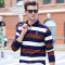 伯维卡男装新款长袖男式T恤衫商务条纹翻领纯棉套头男士T恤男装 180/XL 8803黄色