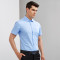 才子男装旗舰店夏季新品男士纯色短袖衬衫官方商务修身休闲白衬衣 42 1072E0221-浅蓝色