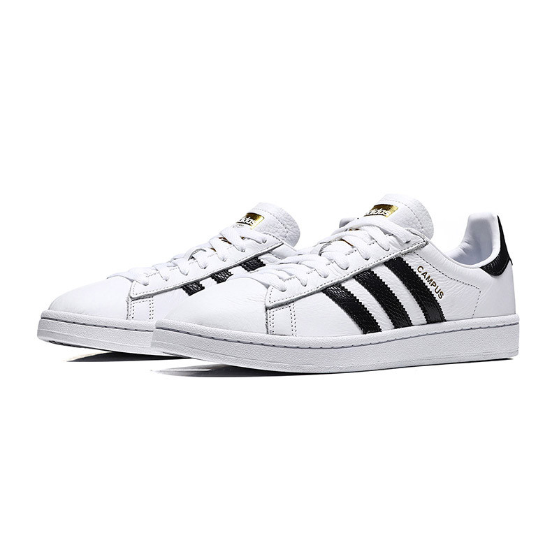 adidas阿迪达斯三叶草男子女子板鞋18新款CAMPUS休闲运动鞋CQ2073 CQ2074亮白+1号黑色 42.5码