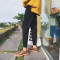 18款式文艺男女店春季牛仔裤男士裤子修身直筒韩版潮流九分裤黑色小脚裤 S 黑色（年后发货）