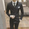 18款式商务正装男士双排扣西服套装三件套新郎结婚礼服韩版英伦西装外套 56 灰色（两件套）双排扣