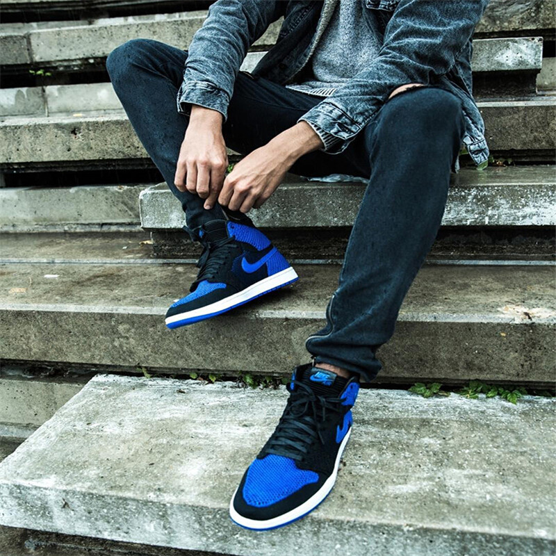 NIKE耐克AIRJORDAN1MIDAJ1黑蓝编织男子高帮篮球鞋919704-006 默认颜色 42.5