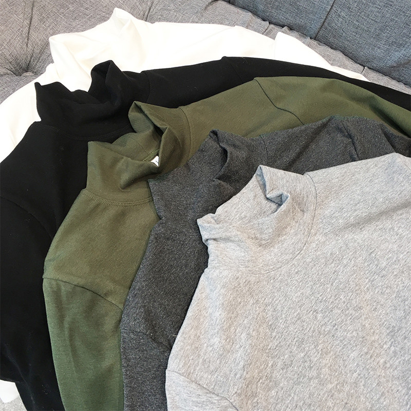 18款式小胡子店2018冬季男士潮流男装个性修身百搭半高领套头针织打底衫 3XL 白色