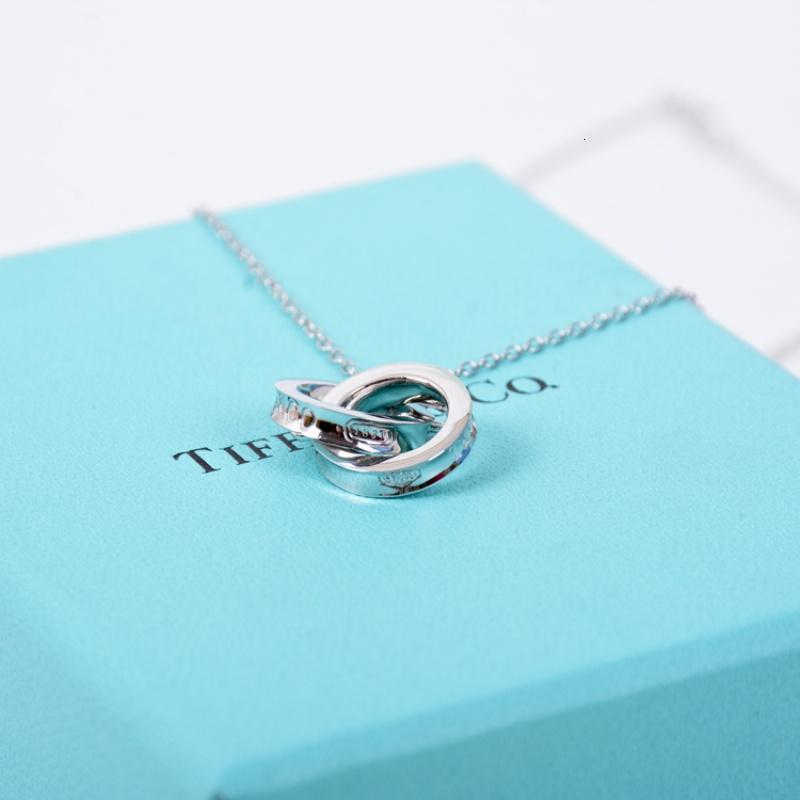 香港正品蒂芙尼项链tiffany1837纯银吊坠925双环锁环双圈项链_8 默认颜色