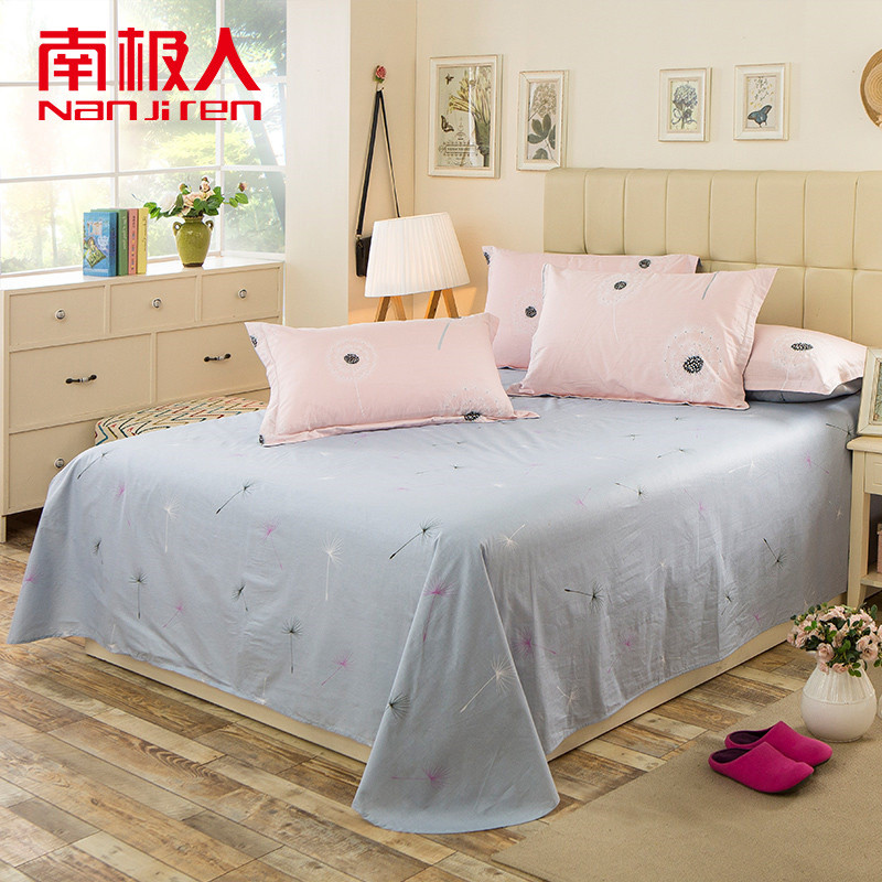 南极人(NanJiren)家纺 纯棉床单单件 床上用品1.2m床1.5m床1.8米床卡通可爱全棉床单床罩单 160x230cm 茶杯猫咪
