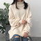 18款式秋冬bf风慵懒中高领宽松大码套头毛衣女长款开叉打底针织衫连衣裙 M 显瘦黑