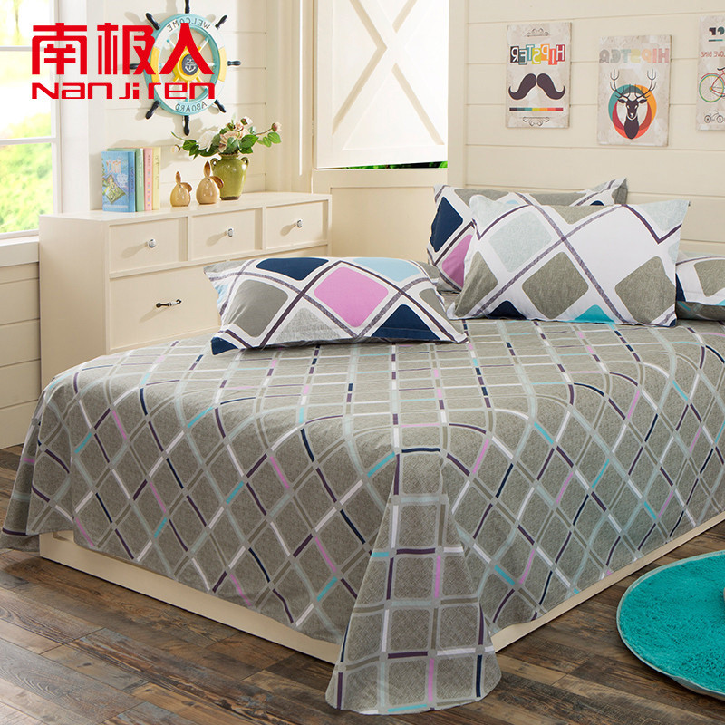 南极人(NanJiren)家纺 纯棉床单单件 床上用品1.2m床1.5m床1.8米床全棉床单条纹/格子床罩单品