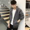 18款式2018冬季卫衣男连帽青少年加绒春季加厚韩版潮流开衫学生帅气外套 L 红色加绒