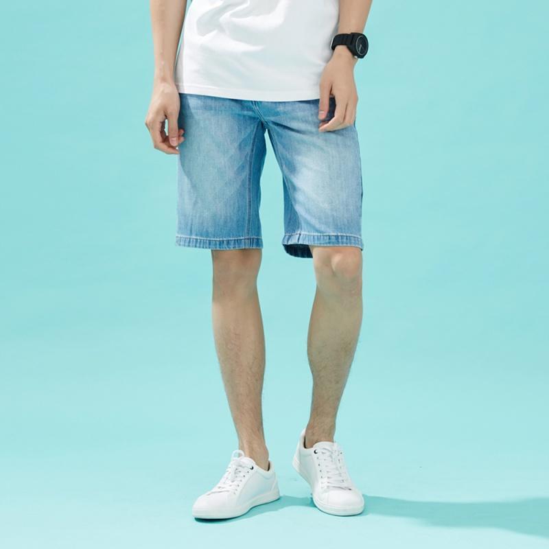 美特斯邦威牛仔中裤男夏装撞色洗水短裤五分裤255245商场同款 175/84A 牛仔浅蓝