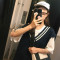 18款式ulzzang破洞V领中长款毛衣马甲女韩版宽松学院风chic无袖针织背心 均码 藏青色