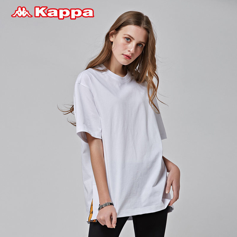 KAPPA/卡帕专柜男女运动服2018春新款情侣串标短袖T恤|K08W2TD74 M（成人） 漂白K08W2TD74-001