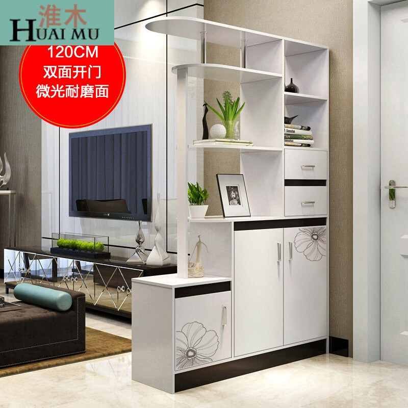 淮木（HUAIMU）简约现代鞋柜多功能薄厅装饰柜对开玄关储物柜阳台创意鞋架120CM-黄枫 120cm-格桑淡彩SC
