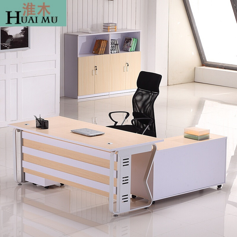 淮木（HUAIMU）办公家具老板桌实木大班台现代主管桌经理桌老板桌办公桌椅 2200*900