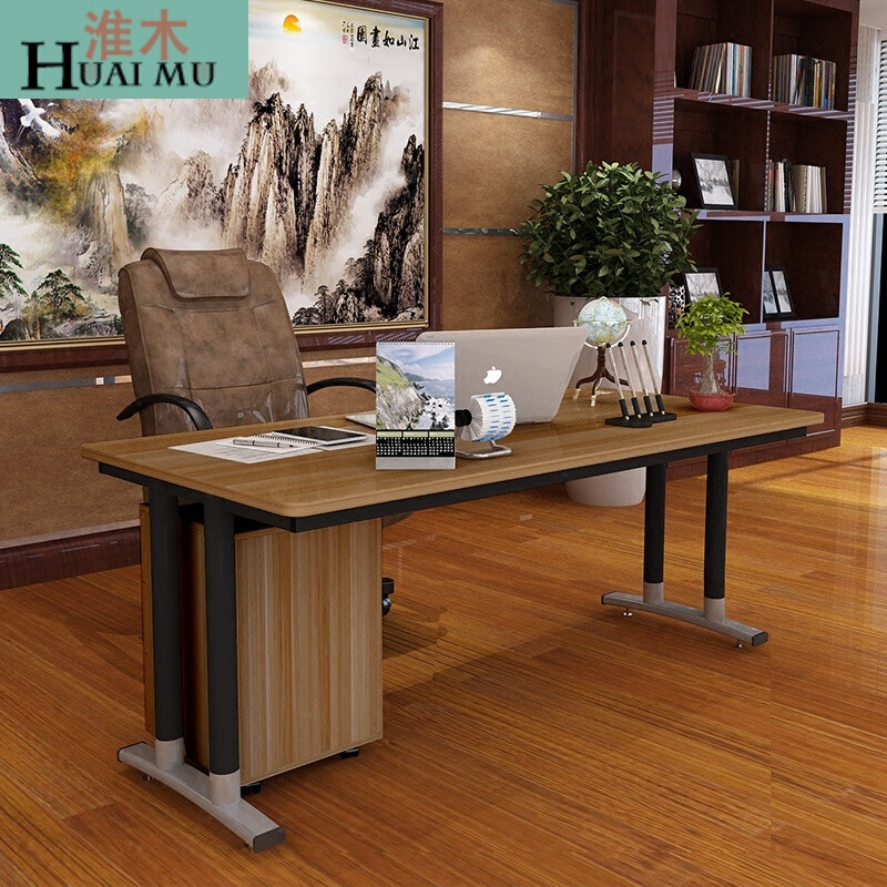 淮木（HUAIMU）电脑办公桌家用简约学习写字台现代工作条桌简易圆角长书桌子 长140宽40高74板材2.5圆角不含柜