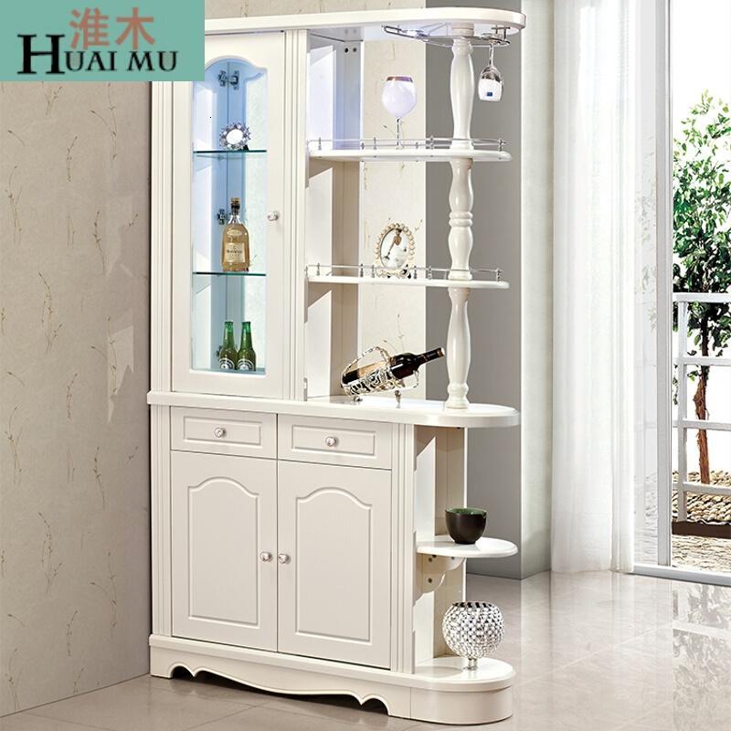 淮木（HUAIMU）欧式客厅双面隔断玄关厅柜斗柜酒柜间厅柜鞋柜隔断柜1.2米象牙白框_3 默认颜色