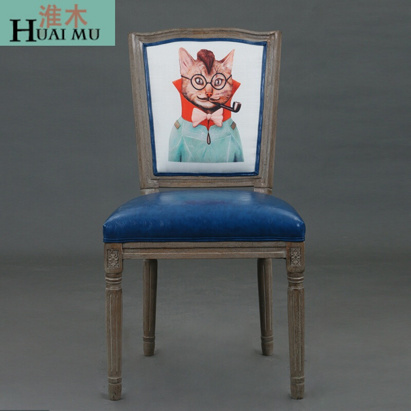 淮木（HUAIMU）实木餐椅无扶手椅复古酒店椅欧式餐桌椅椅子无扶手咖啡厅椅子 01