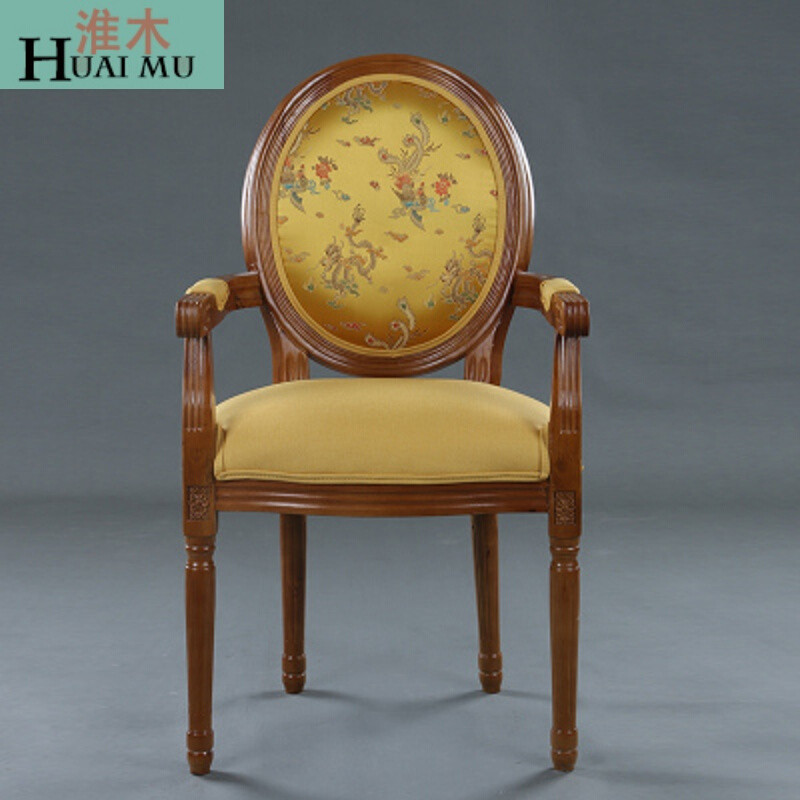 淮木（HUAIMU）美式乡村复古印象龙椅子欧式咖啡厅雕花做旧仿古餐椅书椅 05