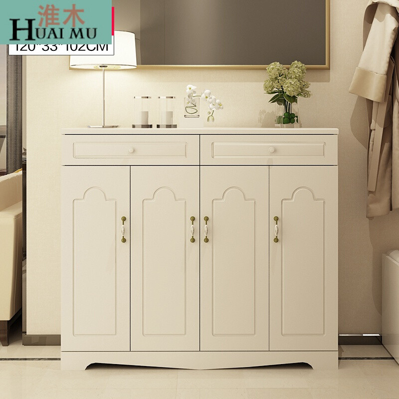 淮木（HUAIMU）欧意鞋柜简约现代欧式大容量简易鞋架厅玄关柜储物柜组款四两抽组装 B款四门两抽