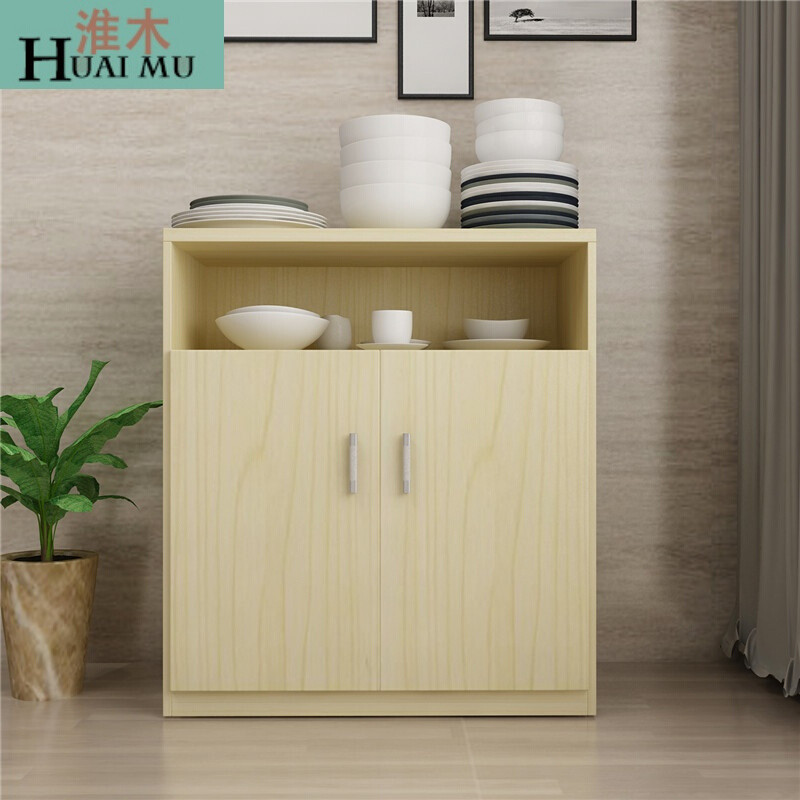 淮木（HUAIMU）简约现代餐边柜橱柜碗柜微波炉柜简易客厅柜储物柜收纳柜厨房柜子 加厚面板80白枫木
