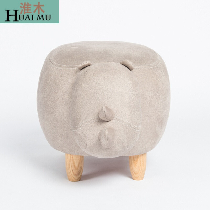 淮木（HUAIMU）坐墩可爱犀动物脚凳换鞋凳有所牧场浅灰色 默认颜色