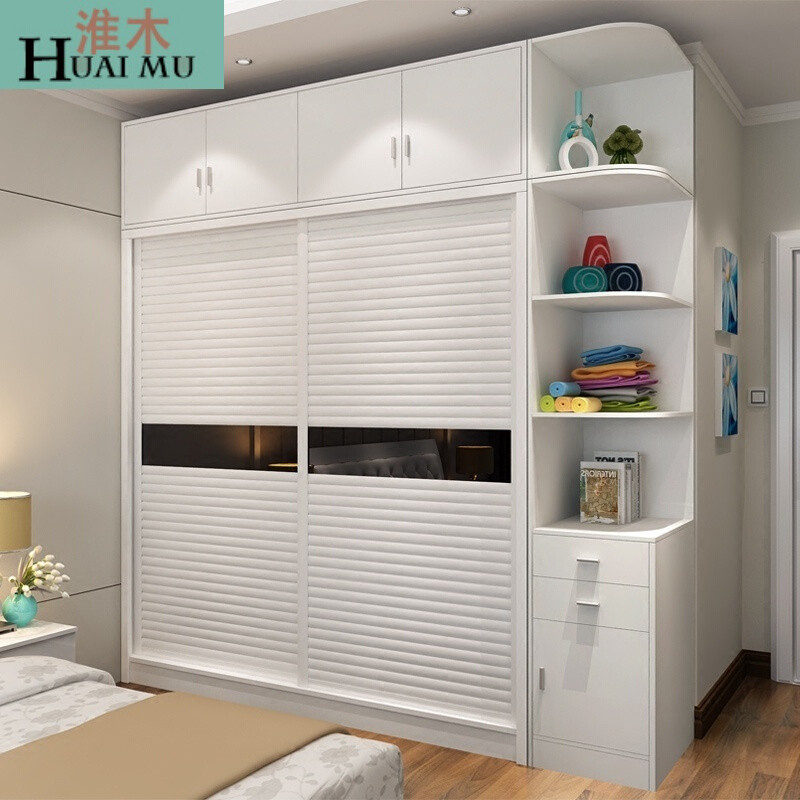 淮木（HUAIMU）整体移衣柜推拉衣柜板式衣柜简约现代趟组合卧室家具2米衣柜+全套2 1米6衣柜+边柜