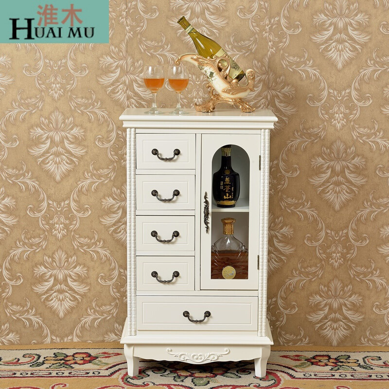 淮木（HUAIMU）欧式描金小酒柜简约田园餐边柜储物柜收纳柜客厅酒柜组合老款五抽一纯白色单 五抽一门象牙白