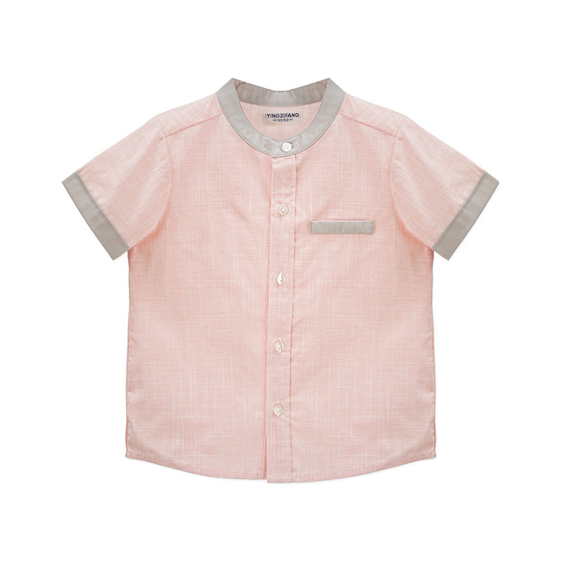 纯色短袖衬衫 110cm 粉红