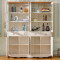 淮木（HUAIMU）地中海书柜书架四美式田园实木带玻璃简易书橱 田园三门