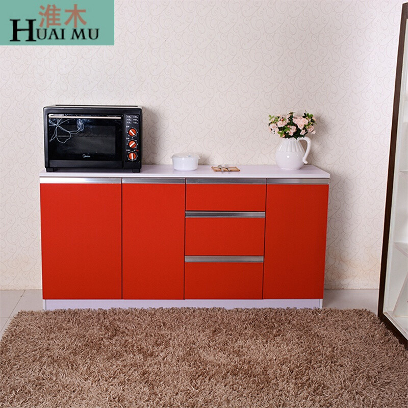 淮木（HUAIMU）现代简约餐边柜厨柜碗橱柜橱柜木板边柜厅柜阳台柜灶台柜 1米黑胡桃一门三抽