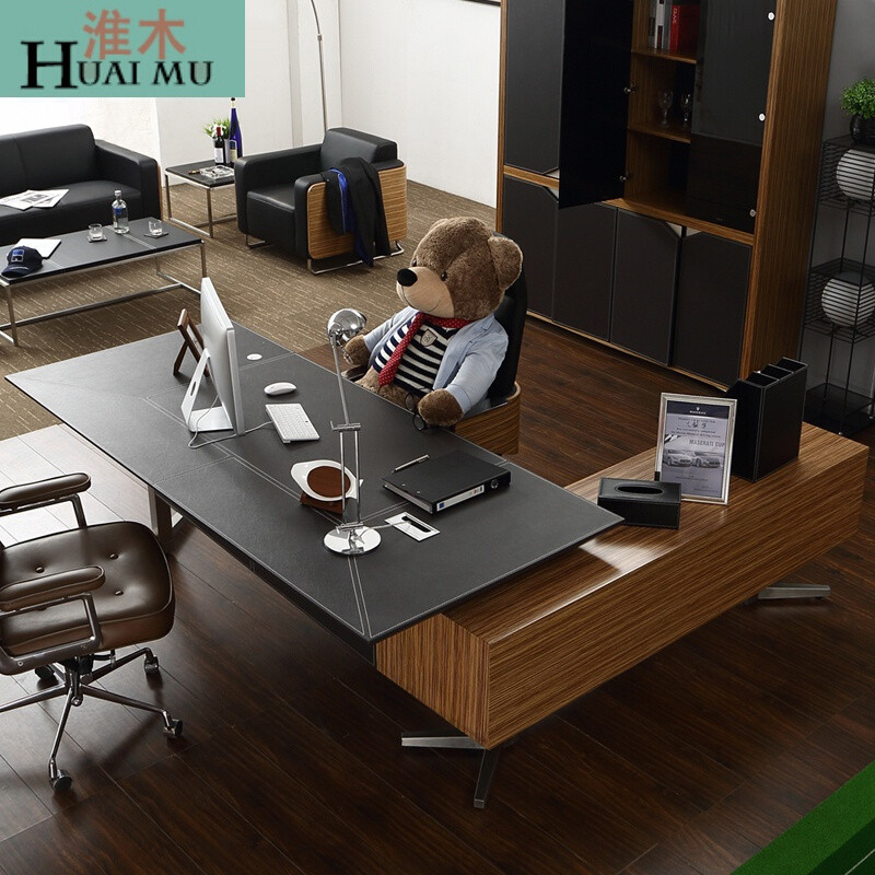 淮木（HUAIMU）办公家具老板桌大班台简约现代总裁经理办公桌 1800*950*760(左柜)