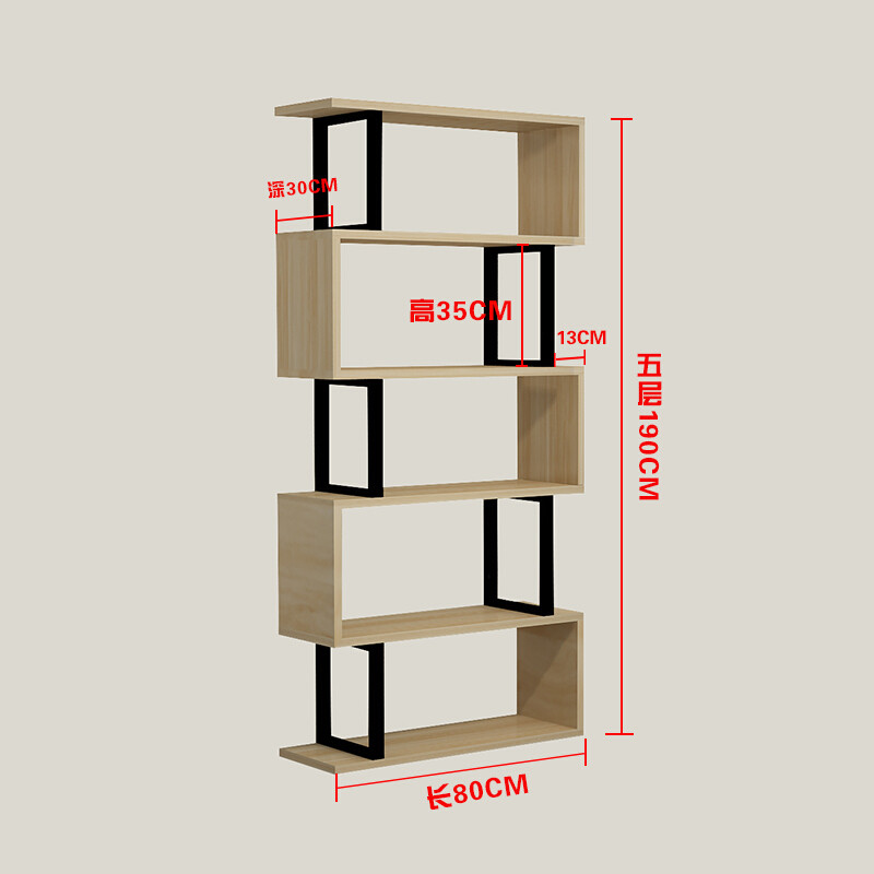 铁艺客厅隔断书架置物架现代简约书柜自由组合落地展示架储物架_1 五层长80*宽30