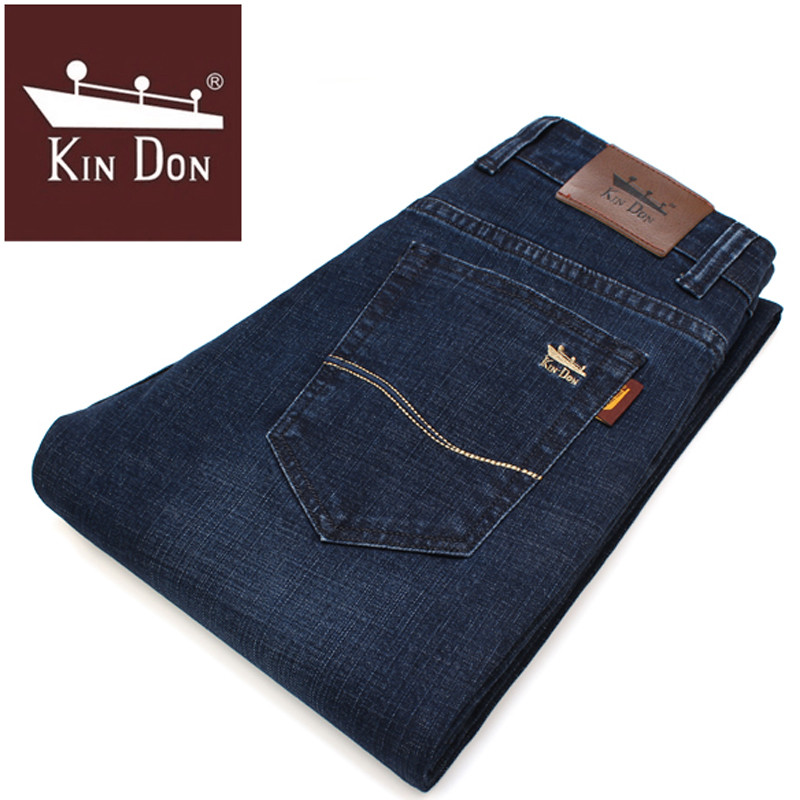 金盾(KIN DON)新款牛仔裤男冬季厚款微弹力修身休闲裤男青年裤子男直筒长裤装男士牛仔裤 金盾t301-1浅蓝色 30(2尺3)