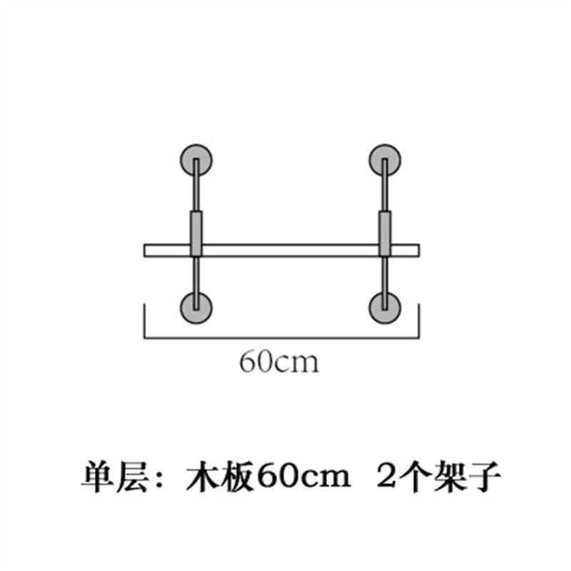 墙上置物架壁挂书架实木创意壁柜层板一字隔板铁艺支架工业风书柜双层木板150 木板60