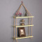 创意一字隔板置物架麻绳书架墙上收纳客厅卧室壁挂装饰品简约现代_2 柚木色四层