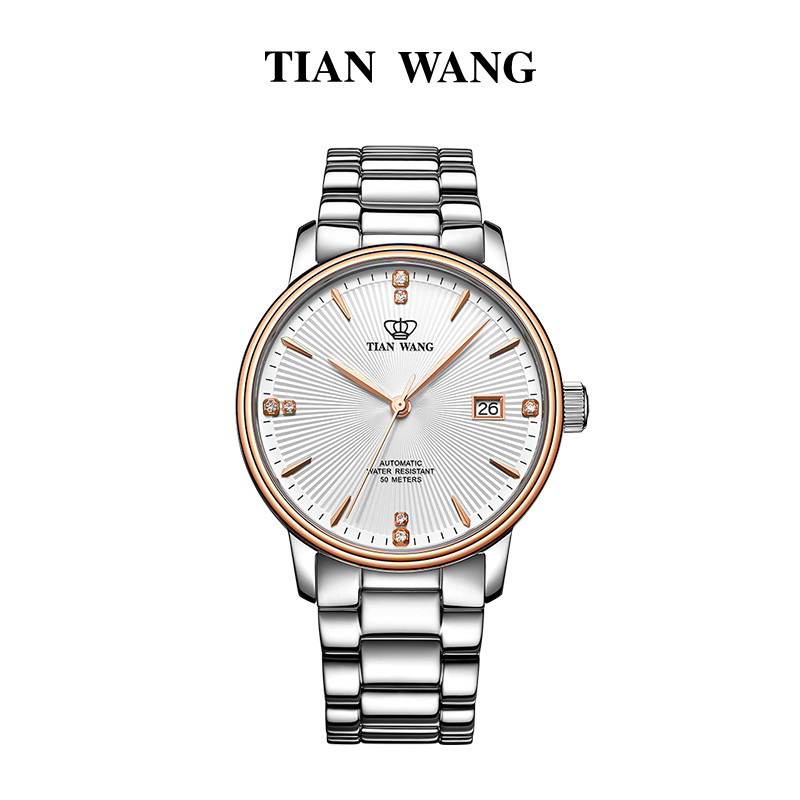 天王表情侣表自动机械表钢带男士手表女士手表休闲腕表51002 银面钢带男表