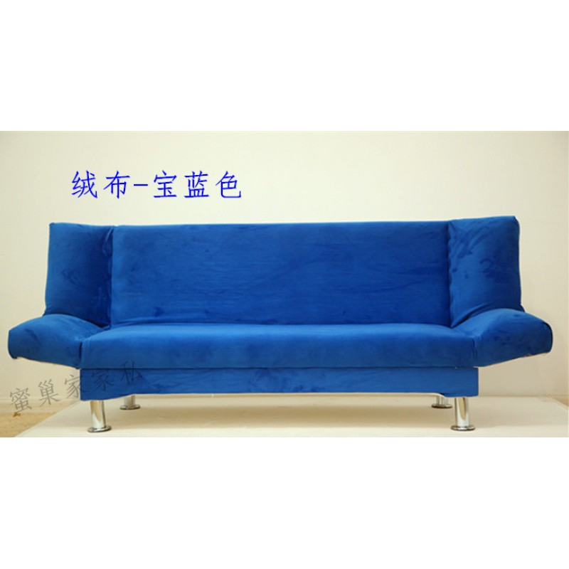 简易沙发折叠沙发床多功能小户型布艺沙发午休床双人1.5三人1.8米_9 宝蓝色绒布宝蓝色