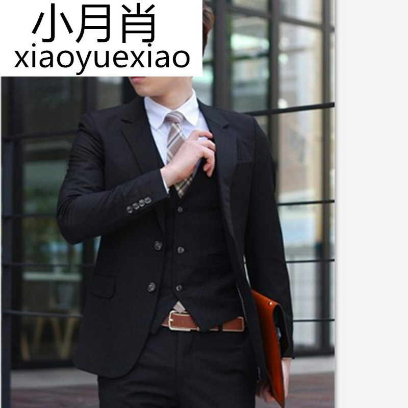 伊尔缘西装男士西服套装修身商务职业大学生正装毕业工作服结婚礼_1 S 1扣6件套无皮带