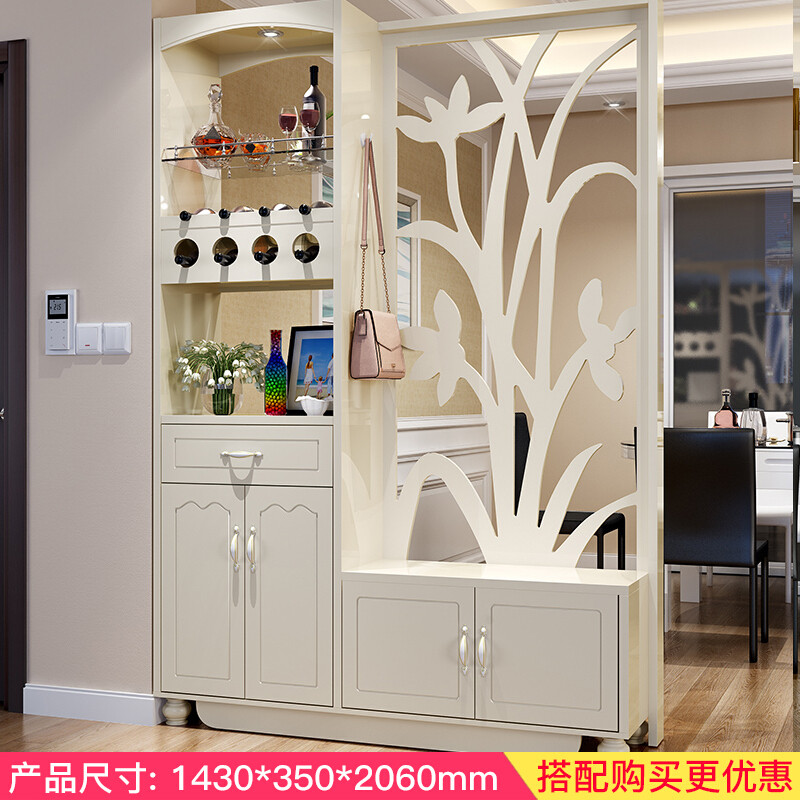 淮木欧式酒柜客厅玄关柜隔断屏风进鞋柜现代简约厅装饰柜PC076带坐垫组装 PC076不带坐垫