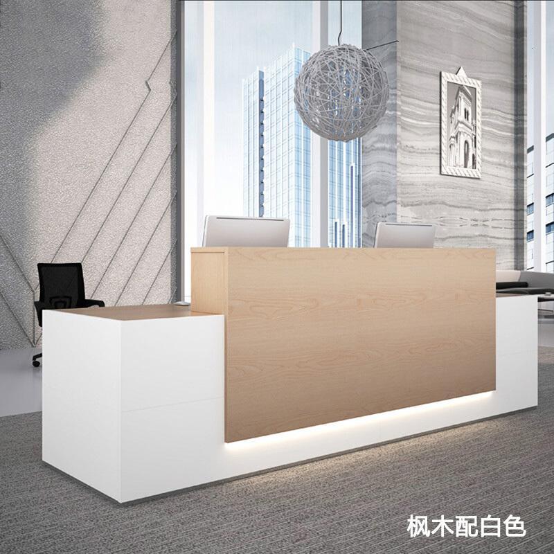 淮木前台接待台公司酒店迎宾台时尚收银吧台咨询台办公室柜台办公桌_4 2600*600*1100含活动柜