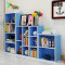 新款创意书柜创意组合书架简约现代小柜子落地置物架简易储物柜陈列架 1排4格(蓝)
