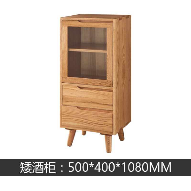 淮木北欧日式立柜白橡木餐边柜简约现代酒柜客厅展示柜1#高厅柜3 1#矮厅柜