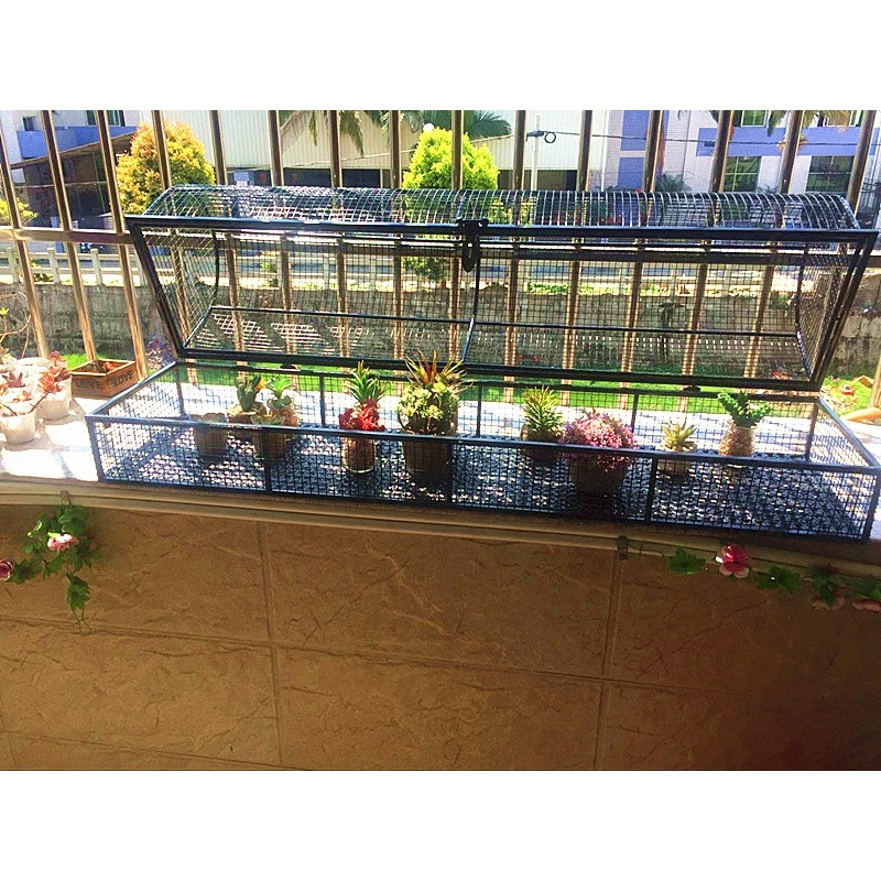 新款防鸟防老鼠多肉花架阳台悬挂栏杆花架窗台花架_7 长80宽30高度38黑色