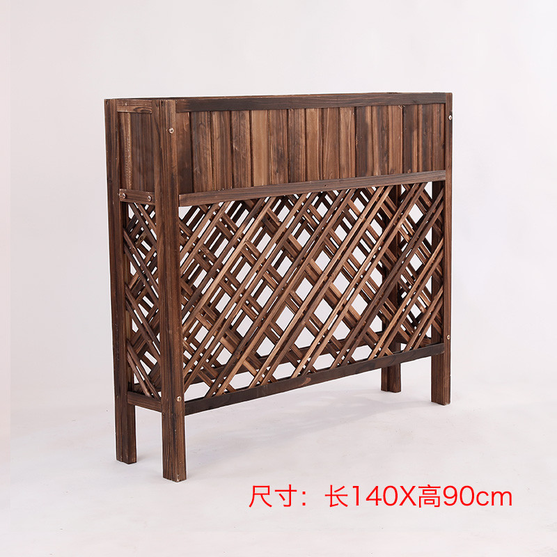 隔断花架防腐木花槽酒店烧烤餐厅实木质网格栅栏花盆架子户外花箱_7 碳化长140x高90x宽25