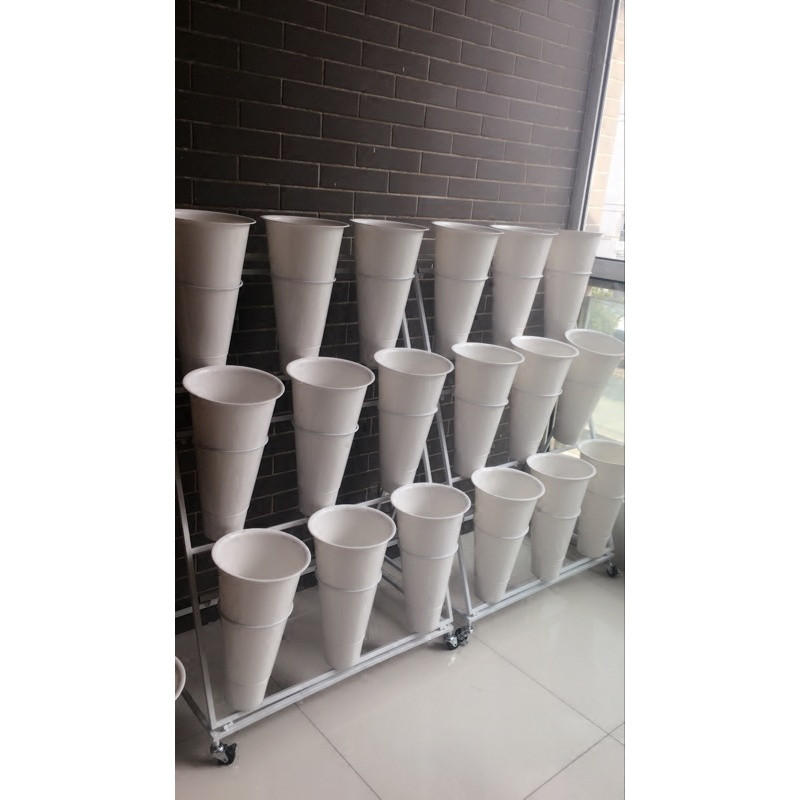 大号塑料桶花架花桶架鲜花桶花器鲜花架花店花架婚庆用品_7 一层3个3层（白色）