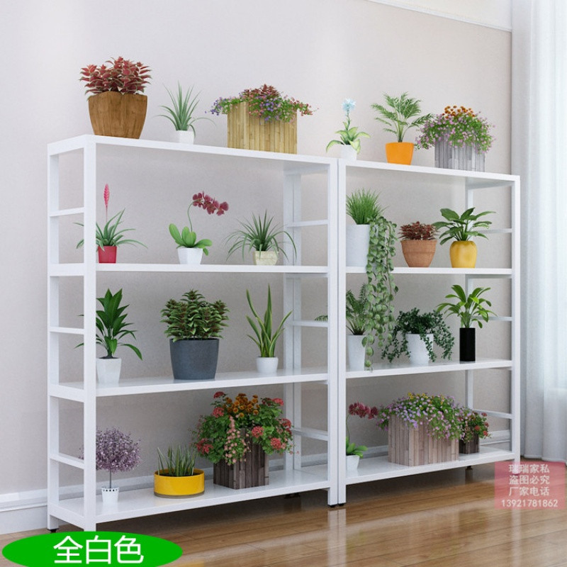 调节加宽鲜花店铺展示架货架绿萝花架铁艺多层陈列架多肉架多功能_6 90长*34*153高4层板