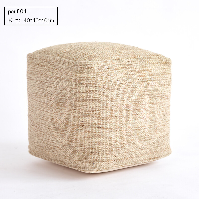 淮木品牌印度坐墩时尚圆墩美式懒人沙脚墩创意搁脚凳子pouf-32羊毛 黄色pouf-04羊毛加麻