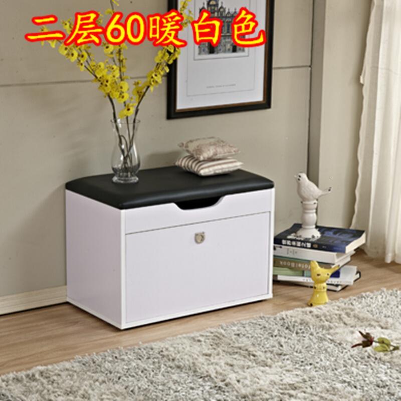 淮木进换鞋凳鞋柜简约现代多功能储物穿鞋凳时尚创意沙凳带整装_5 二层60暖白色
