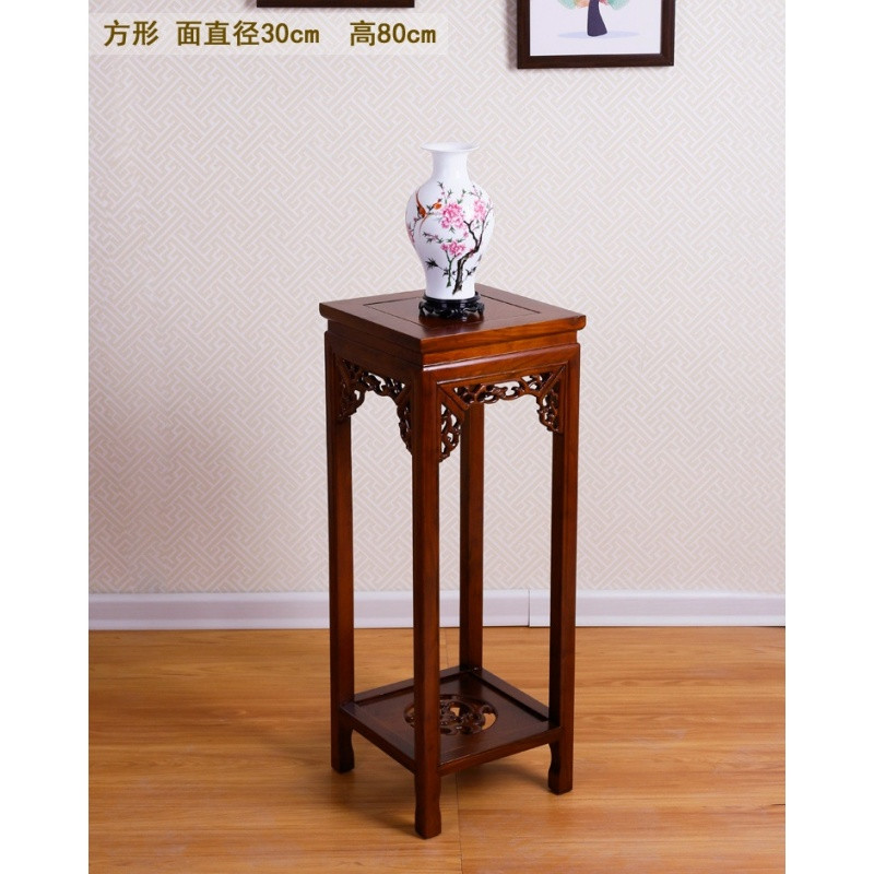 中式仿古多层实木花架室内阳台客厅绿萝吊兰盆景木头架欧式落地面_7 方形30面80高