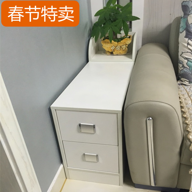 沙发边柜新款客厅简约时尚组装小户型移动双抽现代几储物柜沙发柜_7 80*25*50暖白色